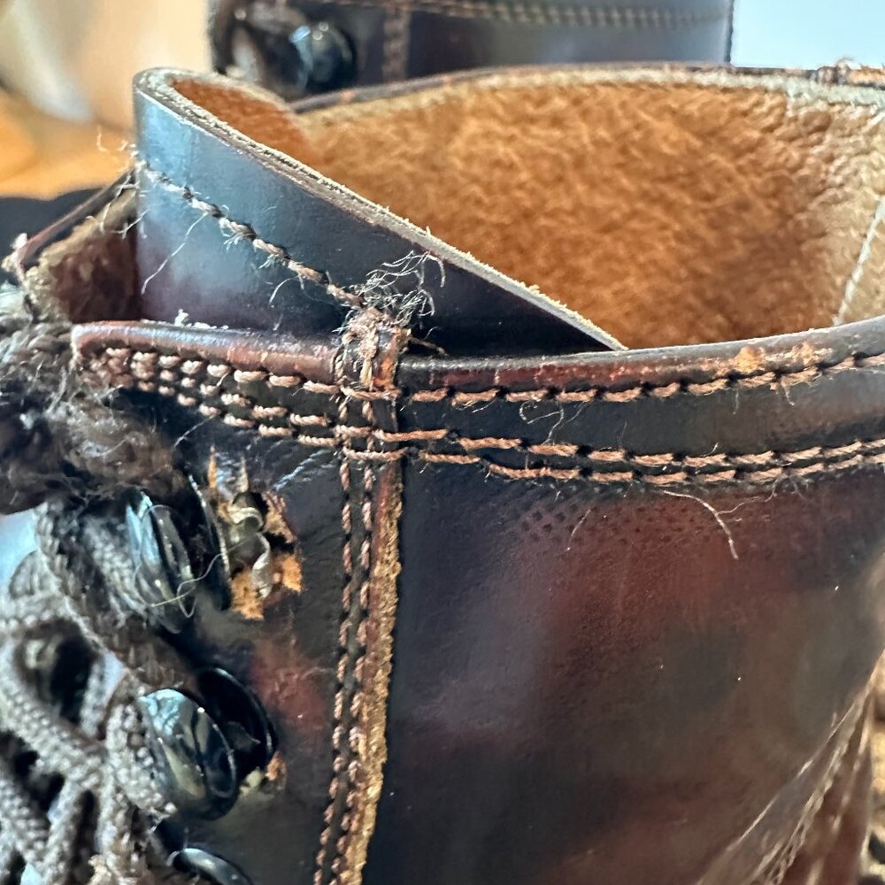 Frye Wmns 7.5 Vintage Brown Leather Lace-up Boots distressed boho cottagecore - Picture 10 of 12